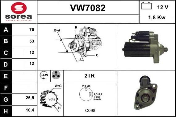 Sera VW7082 - Motorino d'avviamento autozon.pro