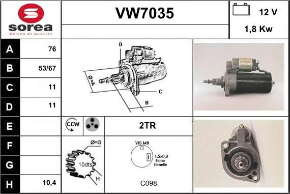 Sera VW7035 - Motorino d'avviamento autozon.pro