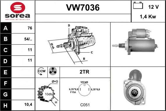 Sera VW7036 - Motorino d'avviamento autozon.pro