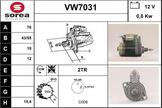 Sera VW7031 - Motorino d'avviamento autozon.pro