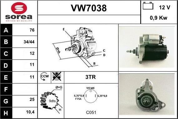 Sera VW7038 - Motorino d'avviamento autozon.pro