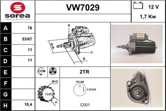 Sera VW7029 - Motorino d'avviamento autozon.pro