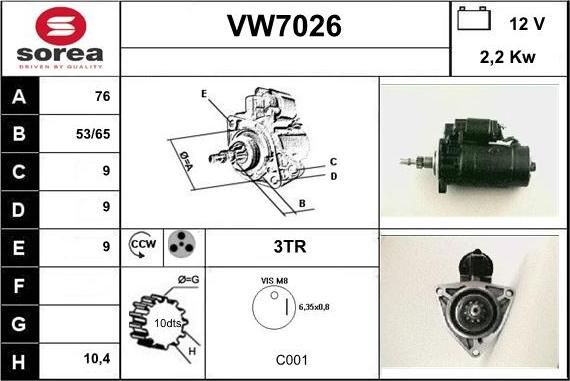 Sera VW7026 - Motorino d'avviamento autozon.pro