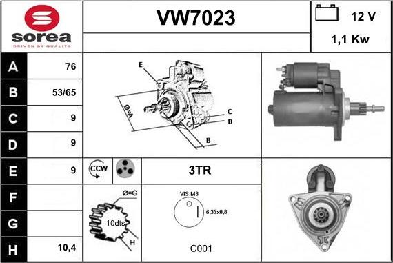 Sera VW7023 - Motorino d'avviamento autozon.pro