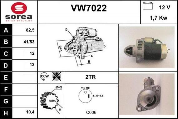 Sera VW7022 - Motorino d'avviamento autozon.pro