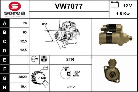 Sera VW7077 - Motorino d'avviamento autozon.pro