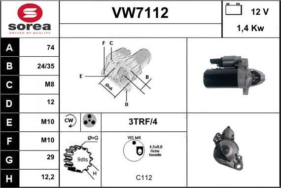 Sera VW7112 - Motorino d'avviamento autozon.pro