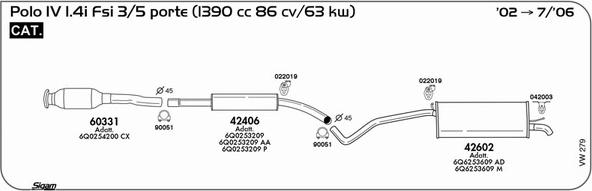 Sigam VW279 - Impianto gas scarico autozon.pro