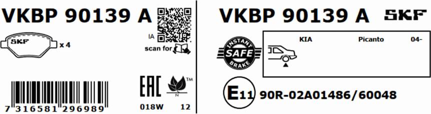 SKF VKBP 90139 A - Kit pastiglie freno, Freno a disco autozon.pro