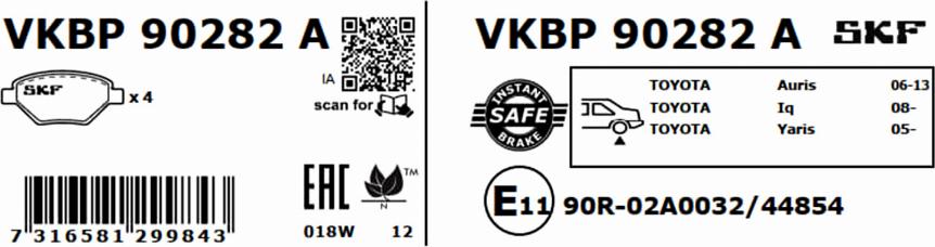 SKF VKBP 90282 A - Kit pastiglie freno, Freno a disco autozon.pro