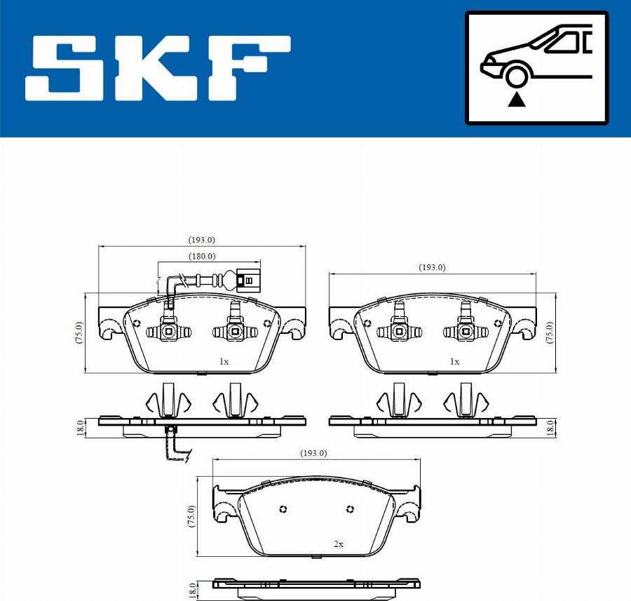 SKF VKBP 80445 E - Kit pastiglie freno, Freno a disco autozon.pro