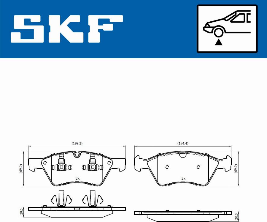 SKF VKBP 80402 - Kit pastiglie freno, Freno a disco autozon.pro