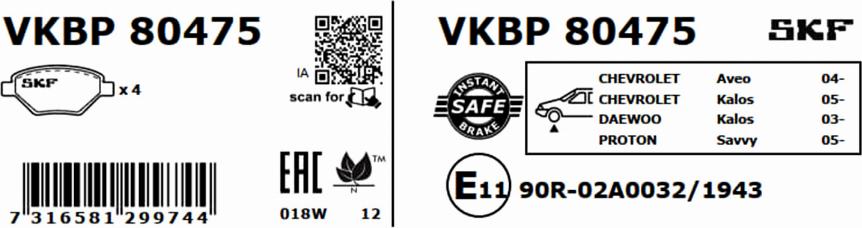 SKF VKBP 80475 - Kit pastiglie freno, Freno a disco autozon.pro