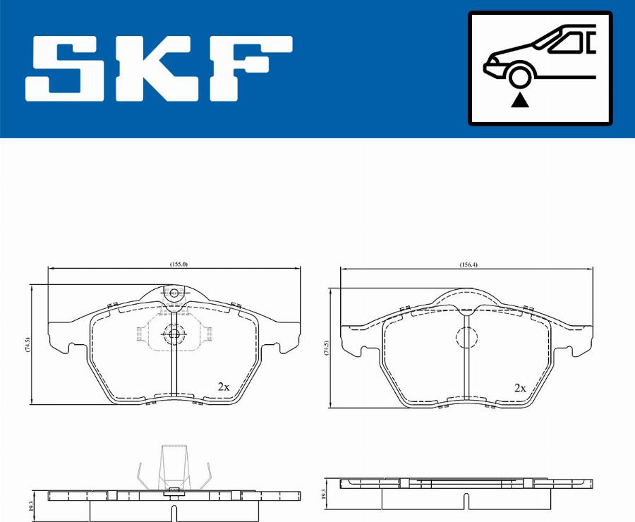 SKF VKBP 80593 - Kit pastiglie freno, Freno a disco autozon.pro