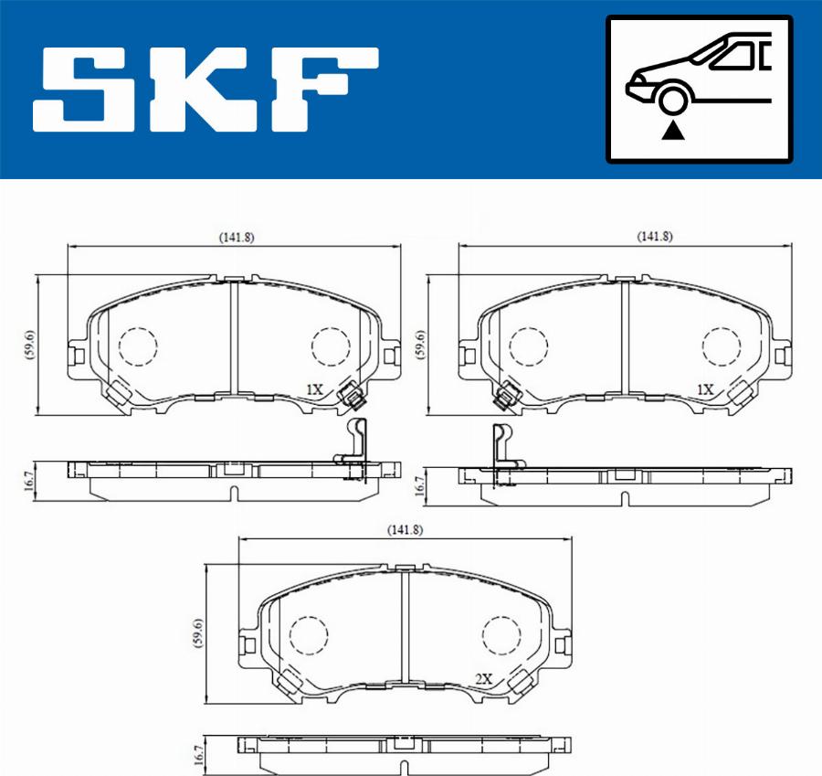 SKF VKBP 80557 A - Kit pastiglie freno, Freno a disco autozon.pro