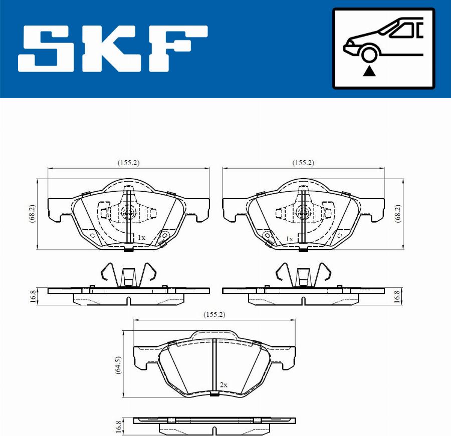 SKF VKBP 80518 A - Kit pastiglie freno, Freno a disco autozon.pro