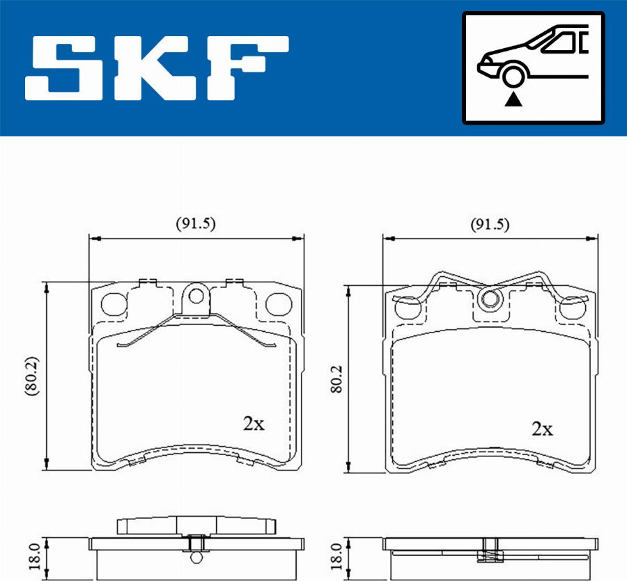 SKF VKBP 80536 - Kit pastiglie freno, Freno a disco autozon.pro