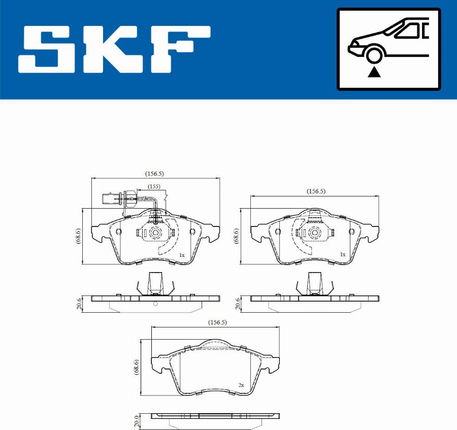 SKF VKBP 80573 E - Kit pastiglie freno, Freno a disco autozon.pro