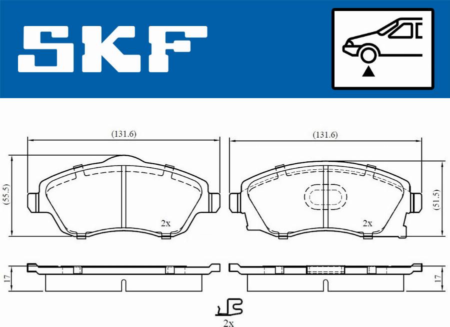 SKF VKBP 80062 A - Kit pastiglie freno, Freno a disco autozon.pro