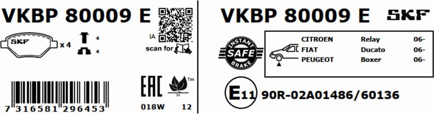 SKF VKBP 80009 E - Kit pastiglie freno, Freno a disco autozon.pro