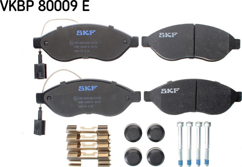 SKF VKBP 80009 E - Kit pastiglie freno, Freno a disco autozon.pro