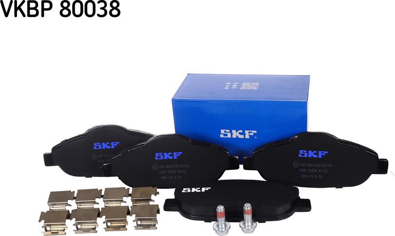 SKF VKBP 80038 - Kit pastiglie freno, Freno a disco autozon.pro