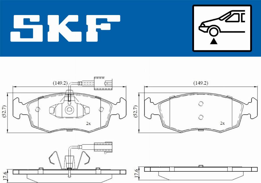 SKF VKBP 80146 E - Kit pastiglie freno, Freno a disco autozon.pro