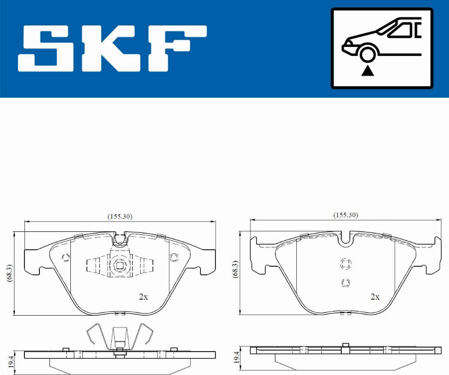 SKF VKBP 80159 - Kit pastiglie freno, Freno a disco autozon.pro