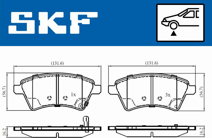 SKF VKBP 80185 A - Kit pastiglie freno, Freno a disco autozon.pro