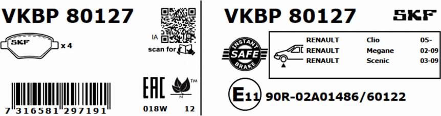 SKF VKBP 80127 - Kit pastiglie freno, Freno a disco autozon.pro