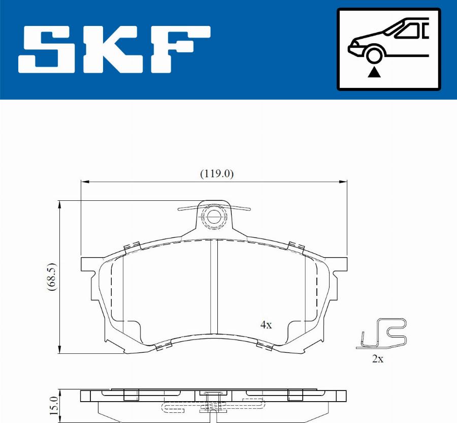 SKF VKBP 80872 A - Kit pastiglie freno, Freno a disco autozon.pro