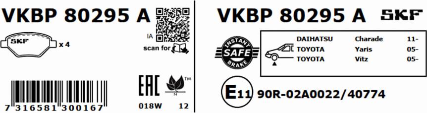 SKF VKBP 80295 A - Kit pastiglie freno, Freno a disco autozon.pro