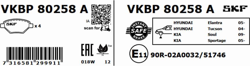 SKF VKBP 80258 A - Kit pastiglie freno, Freno a disco autozon.pro