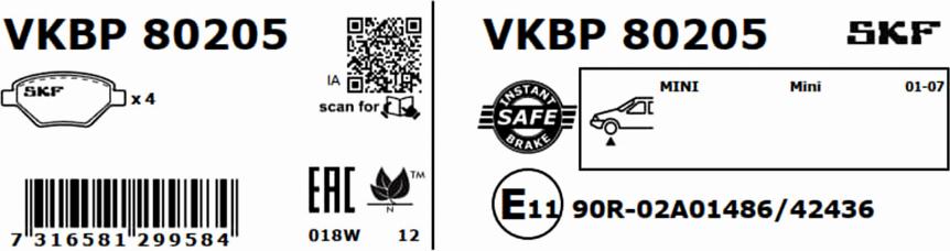 SKF VKBP 80205 - Kit pastiglie freno, Freno a disco autozon.pro