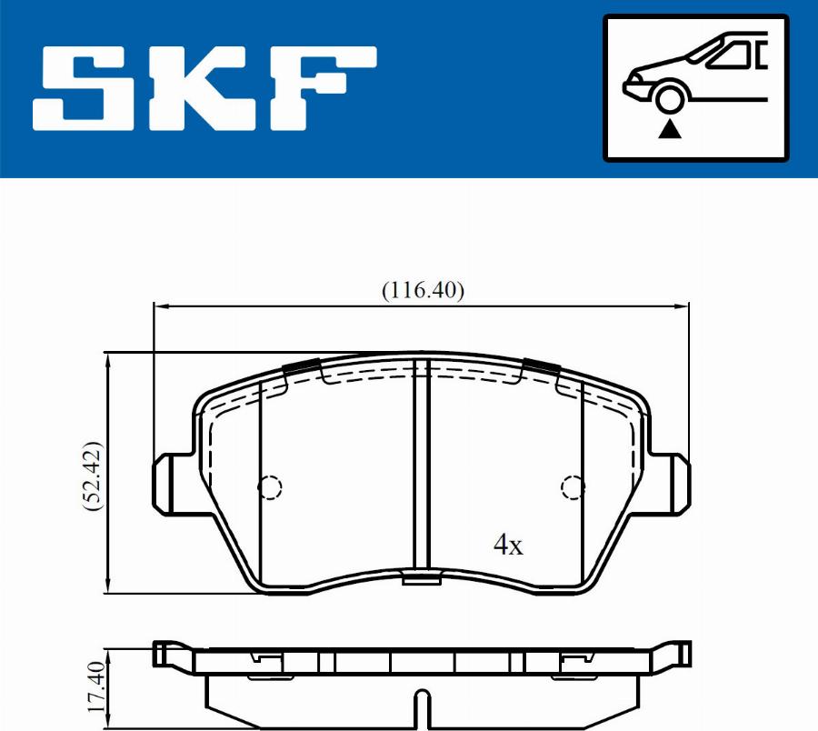 SKF VKBP 80746 - Kit pastiglie freno, Freno a disco autozon.pro