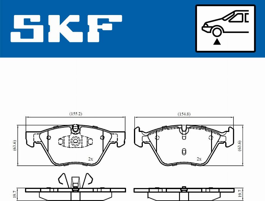 SKF VKBP 80702 - Kit pastiglie freno, Freno a disco autozon.pro