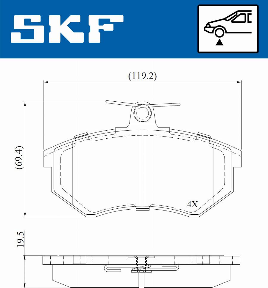 SKF VKBP 80722 - Kit pastiglie freno, Freno a disco autozon.pro