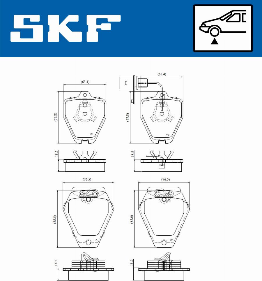 SKF VKBP 81063 E - Kit pastiglie freno, Freno a disco autozon.pro