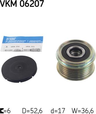 SKF VKM 06207 - Puleggia cinghia, Alternatore autozon.pro