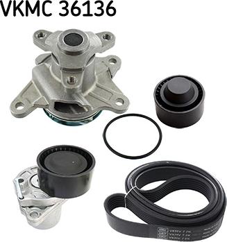 SKF VKMC 36136 - Pompa acqua + Kit cinghia Poly V autozon.pro