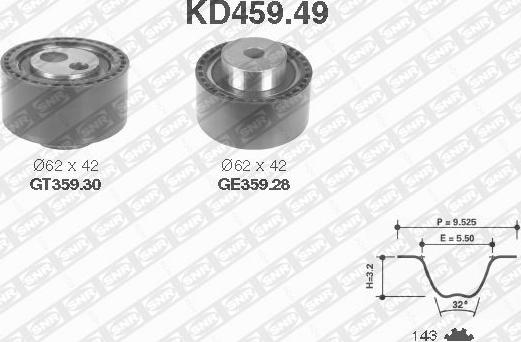 SNR KD459.49 - Kit cinghie dentate autozon.pro