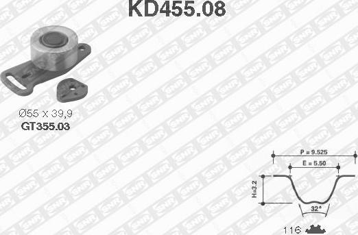 SNR KD455.08 - Kit cinghie dentate autozon.pro