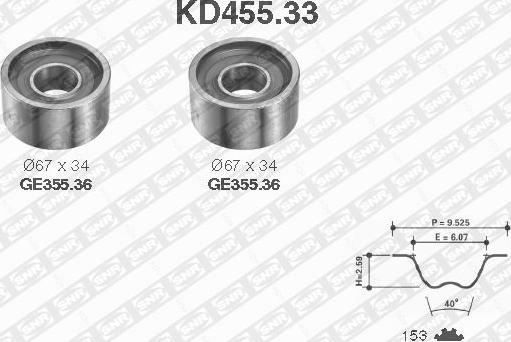 SNR KD455.33 - Kit cinghie dentate autozon.pro