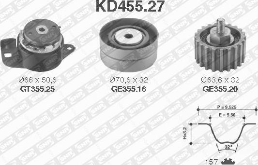 SNR KD455.27 - Kit cinghie dentate autozon.pro