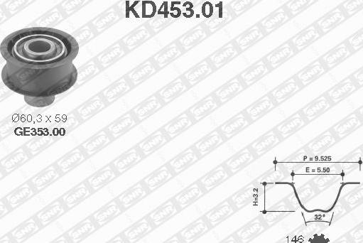 SNR KD453.01 - Kit cinghie dentate autozon.pro