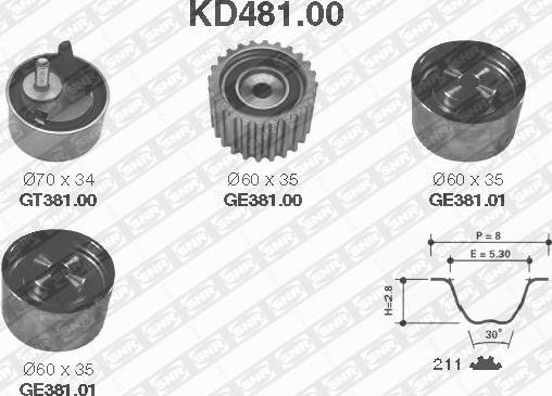 SNR KD481.00 - Kit cinghie dentate autozon.pro