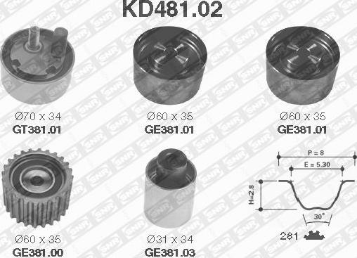 SNR KD481.02 - Kit cinghie dentate autozon.pro