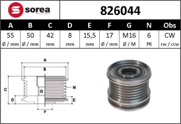 SNRA 826044 - Puleggia cinghia, Alternatore autozon.pro