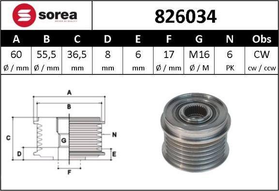 SNRA 826034 - Puleggia cinghia, Alternatore autozon.pro