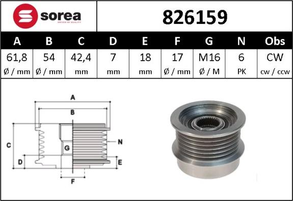 SNRA 826159 - Puleggia cinghia, Alternatore autozon.pro